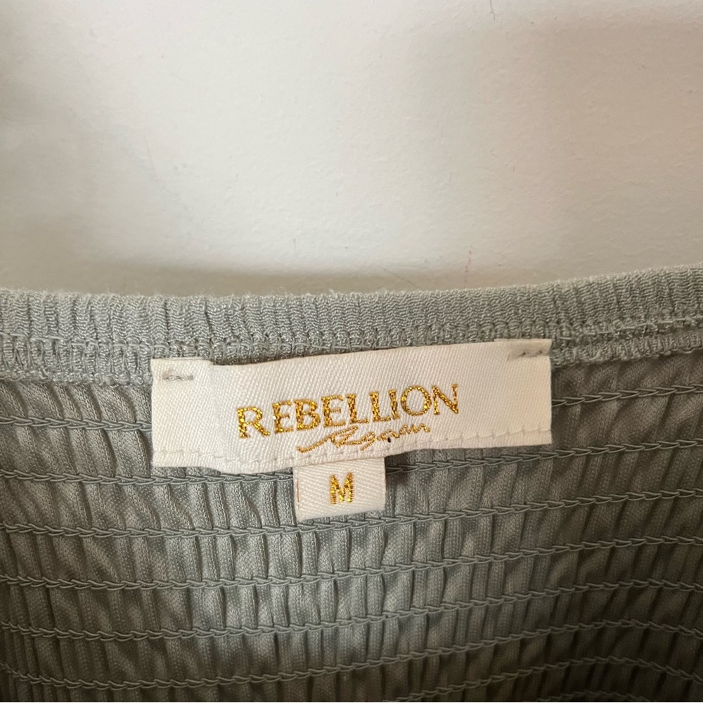 Rebellion Sage Green Lace-Trim Midi Dress - Picture 5 of 8